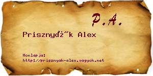 Prisznyák Alex névjegykártya